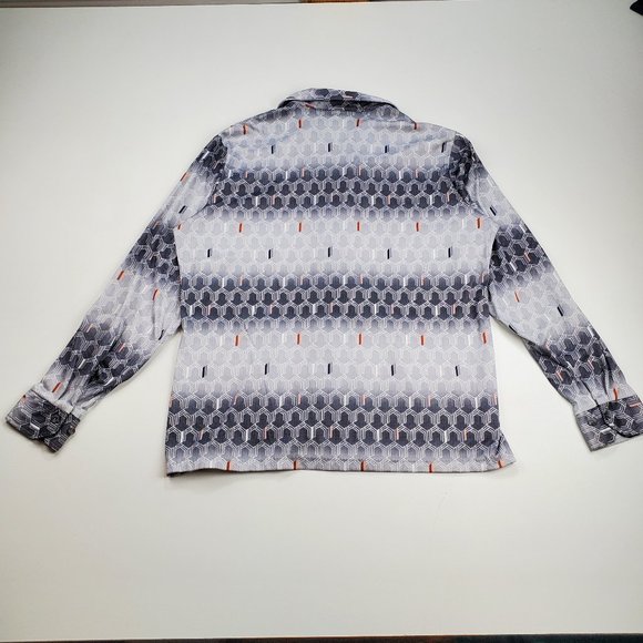 Vtg 60s 70s Disco Shirt mens Large Polyester Mr. Jan White Saturday Night Fever - Picture 5 of 6